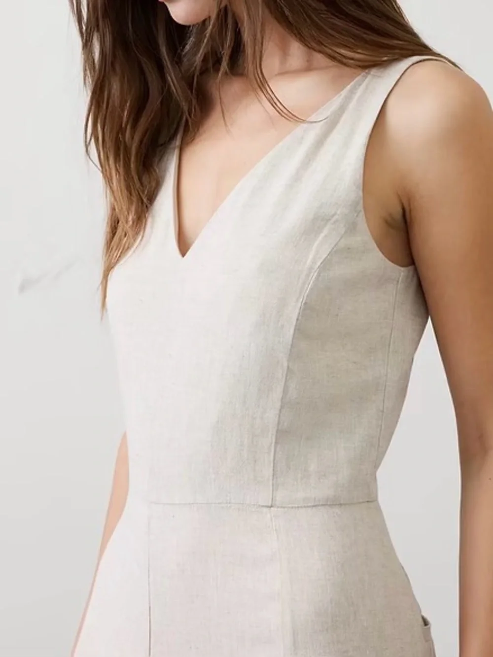 Banana Republic Navy V-Neck Sleeveless Wide-Leg Jumpsuit